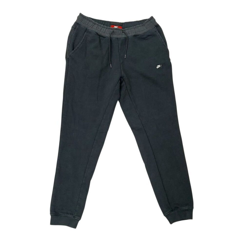 Nike Fleece Joggers Mens Medium Black Club Drawstring Gym Running Athletic
